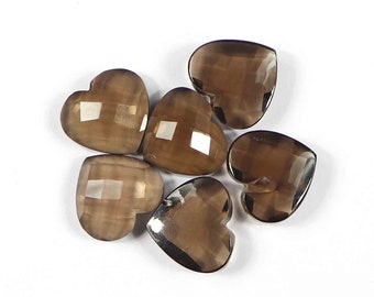Smokey Quartz Gemstone Briolette Gemstone 15x14 MM 5 Pcs #4320 Natural Smokey Quartz Both Side Rose Cut Fancy Shape Briolette