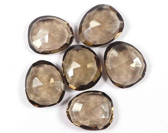 20x20 MM Size Smokey Quartz Briolettes Loose Gemstone Natural Smokey Quartz Cushion Shape Faceted Briolettes AAA Quality C3008 1 Pair