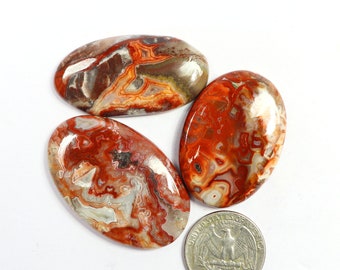 15x35mm Jewelry Making Loose Gemstone #1871 Natural Crazy Less Agate Cabochon,1 pair Of 40Cts
