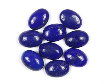 Cabochão oval raro de lápis-lazúli azul, pedra semipreciosa, pedra calibrada, pedra preciosa polida com fundo plano, 10 x 12 mm, presente para joalheria