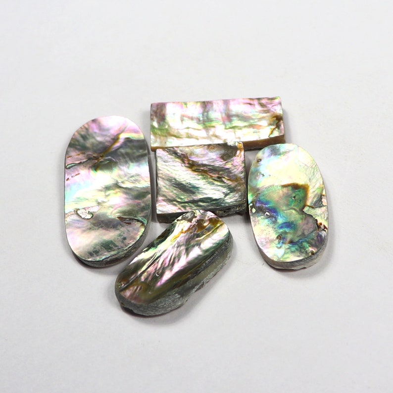 Amazing Abalone Shell Cabochon Loose Gemstone Natural Abalone 5pcs 127Cts Shell Handmade Polish Jewelry Making Loose Gemstone SKU9496