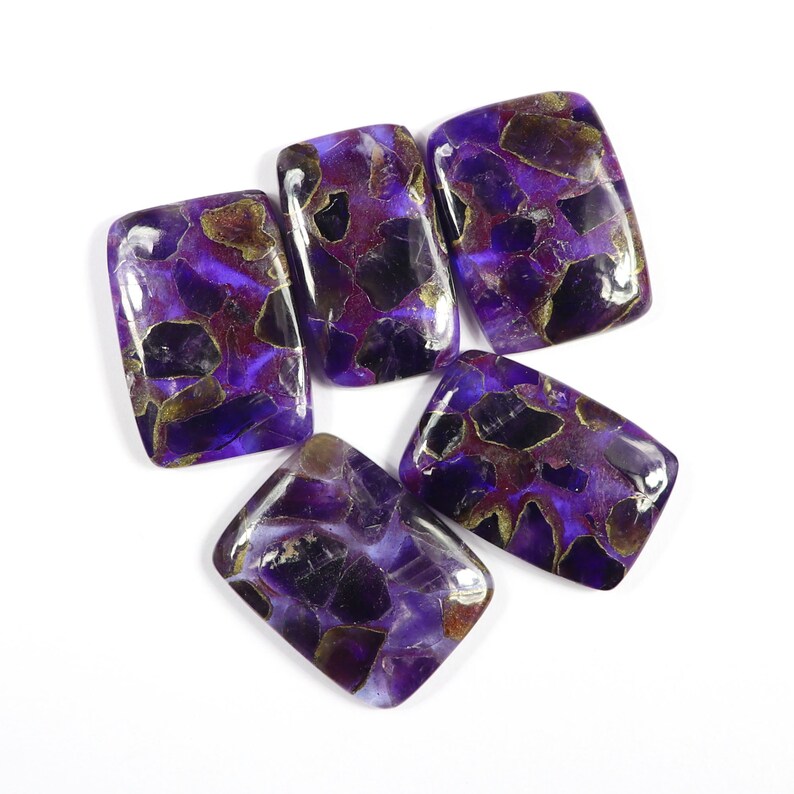Amethyst Copper Handmade Polish Jewelry Making Loose Gemstone,#SKU9617 Natural Spiny Copper Amethyst Cabochons,5 Pcs New Arrival+