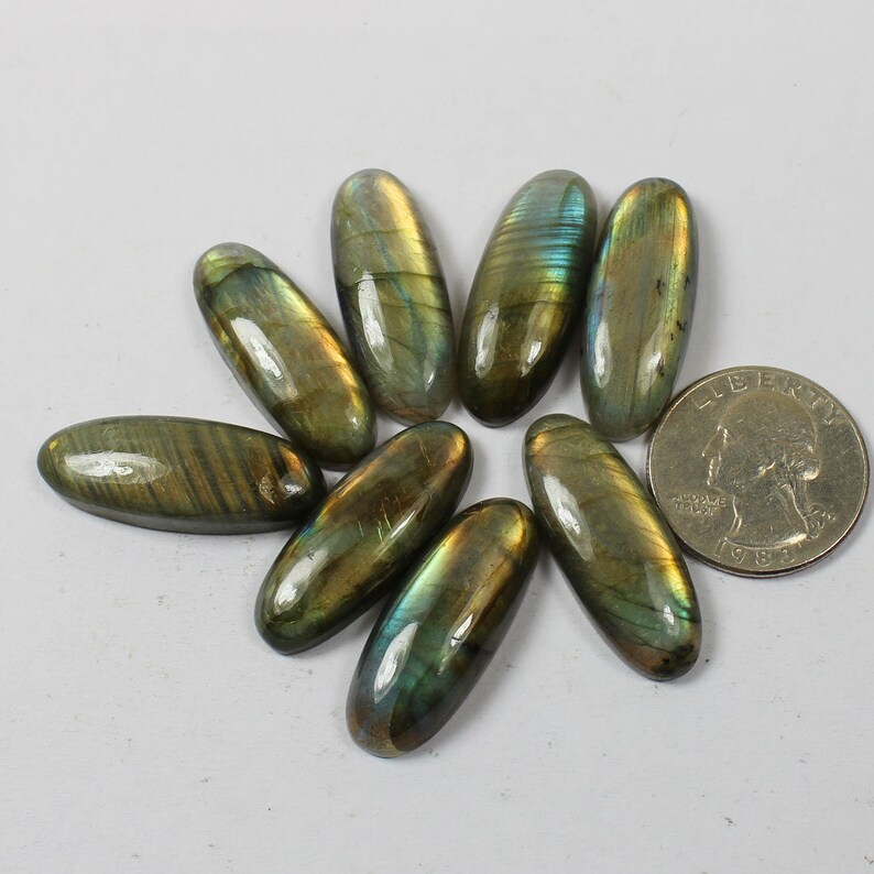Spectrolite Multi flash Labradorite Jewelry Making Loose Gemstone#SKU5176 8 Pcs Of 178Cts 32x12mm Natural Multi fire Labradorite Cabochons