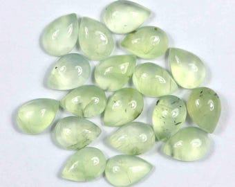 Natural Prehnite Pear Shape Calibrated Loose Gemstone, Healing Crystal Cabochon, Genuine Stones, Flat Back Polished Gemstone, Gift For Her
