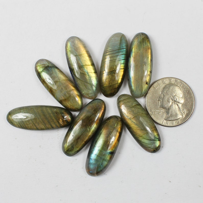 Spectrolite Multi flash Labradorite Jewelry Making Loose Gemstone#SKU5176 8 Pcs Of 178Cts 32x12mm Natural Multi fire Labradorite Cabochons