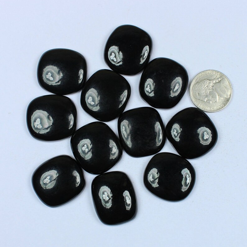 natural black onyx Cabochon jewelry making gemstone #SKU1962 25x18mm Natural Black Onyx Cabochons Gemstone 11 Pcs of 343Cts