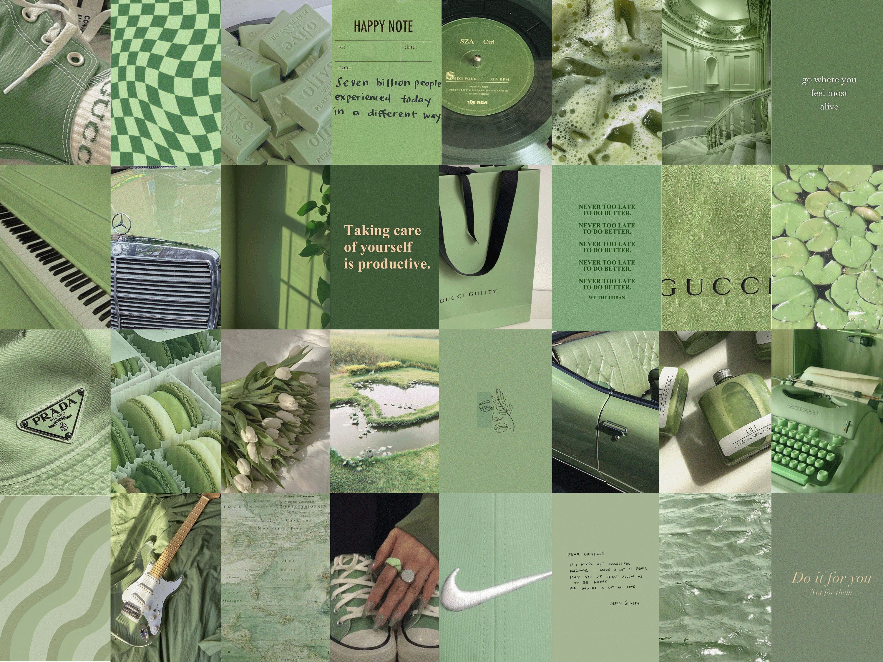 100 PCS Sage Green Collage Kit Printable Sage Green Decor - Etsy