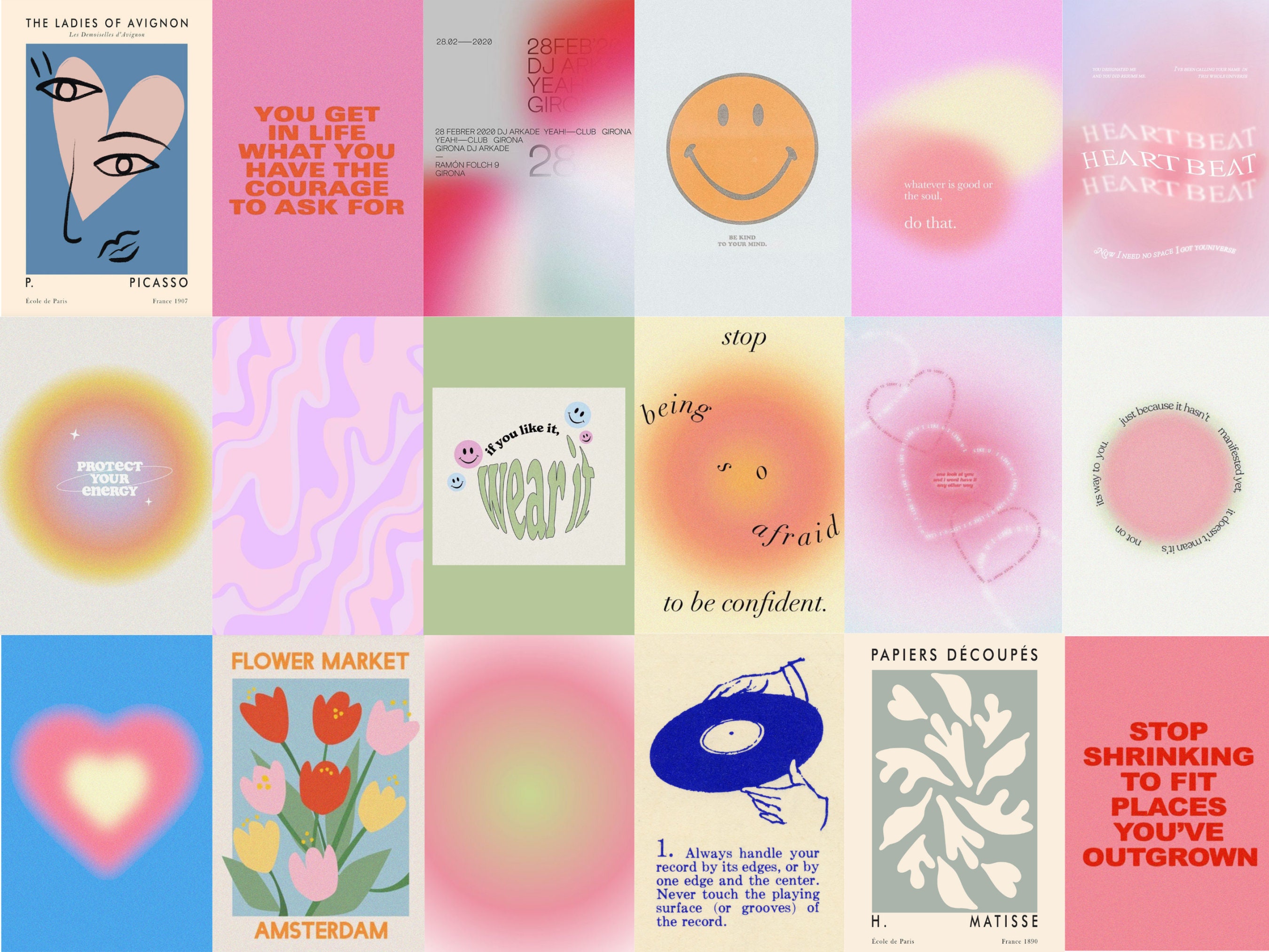 75 Danish Pastel Aesthetic Wall Collage Kit Danish Pastel Etsy