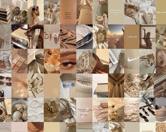 DIGITAL printable collage kit Set of 73 photos Photo Wall Collage Kit INSTANT Download Beige Coffee Aesthetic 2