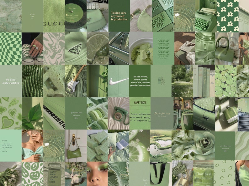 100 PCS Sage Green Collage Kit Printable Sage Green Decor - Etsy