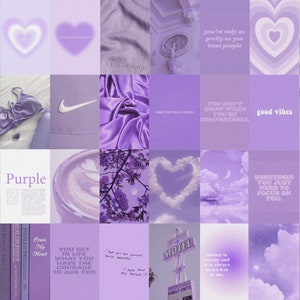 75 PCS Purple Aesthetic Collage Kit Purple Wall Art Purple Decor ...