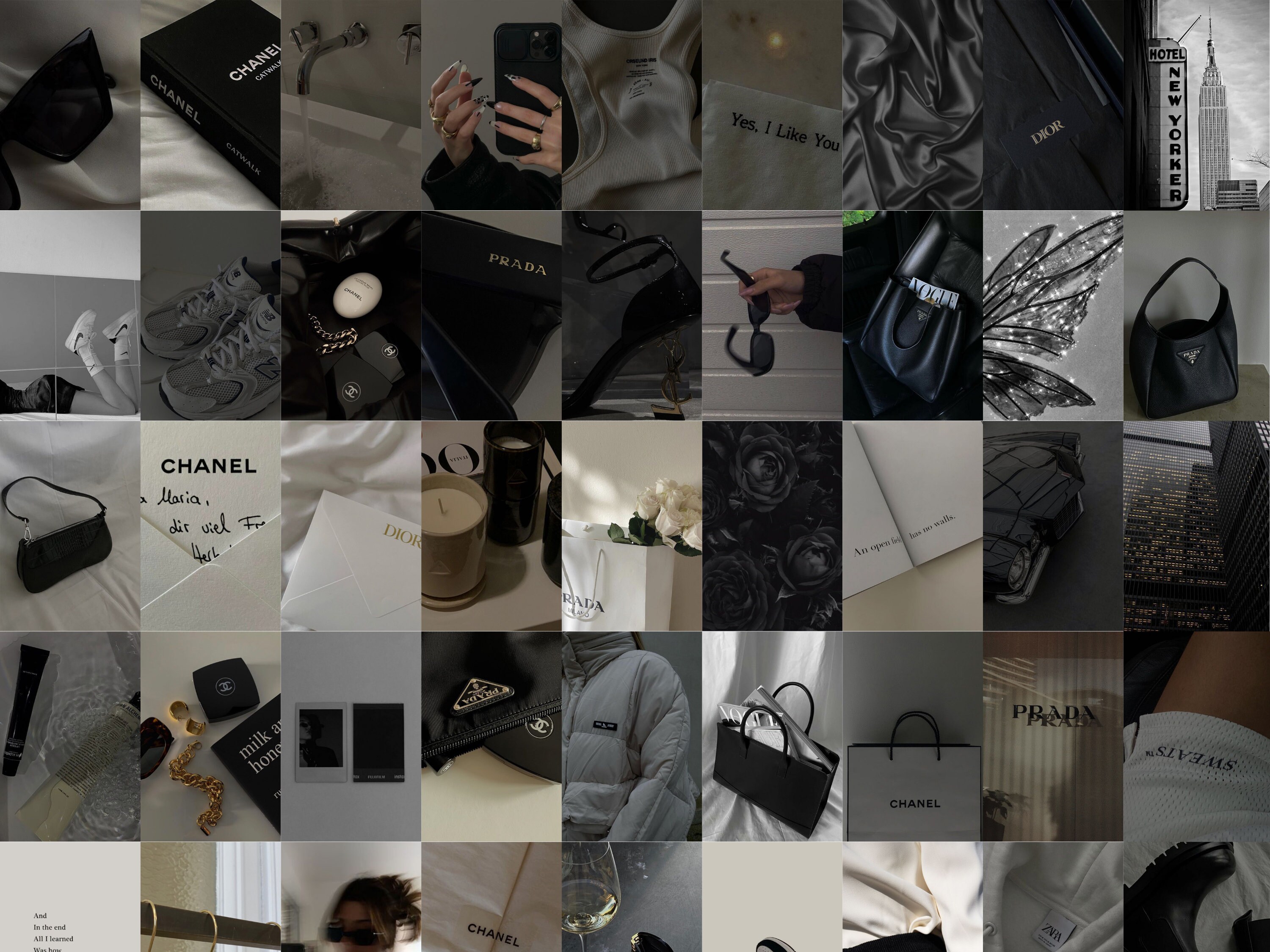 65 Black and White Aesthetic Collage Kit Photo Wall Collage Etsy