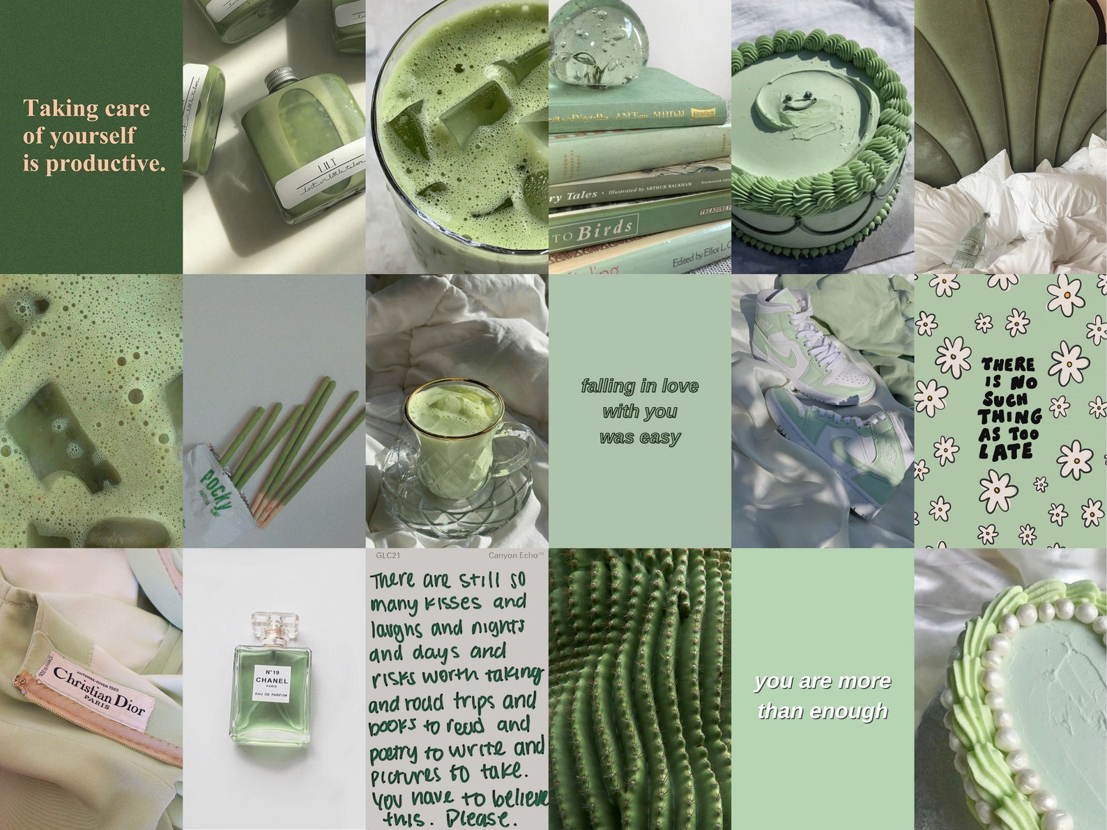 50 Sage Green Wall Collage Kit Aesthetic Sage Green Photo | Etsy UK