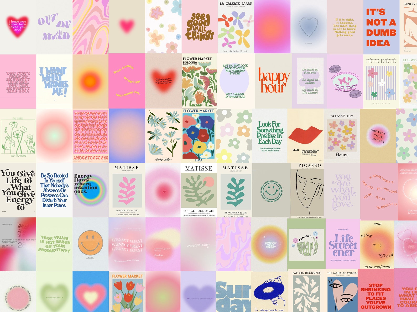 75 Danish Pastel Aesthetic Wall Collage Kit Danish Pastel | Etsy Singapore