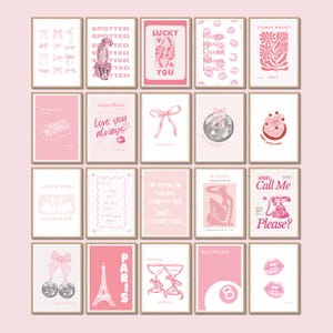 50+ Pink Danish Pastel Wall Print Kit | Aesthetic Collage Prints | Y2K Coquette Room Decor | Digital Download | Trendy Soft Pink Wall Art