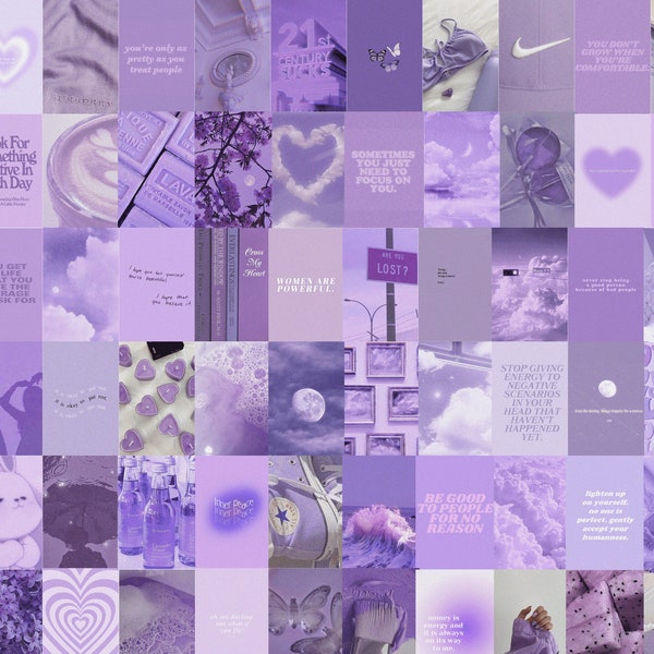 75 PCS Purple Aesthetic Collage Kit | Purple Wall Art | Purple Decor Bedroom | Purple Wall Prints | Purple Photo Collage Kit Trendy | Pastel