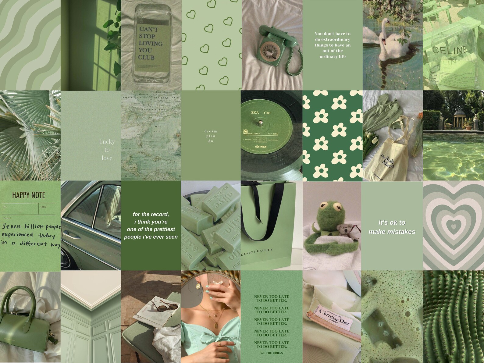 100 PCS Sage Green Wall Collage Kit Aesthetic Sage Green - Etsy