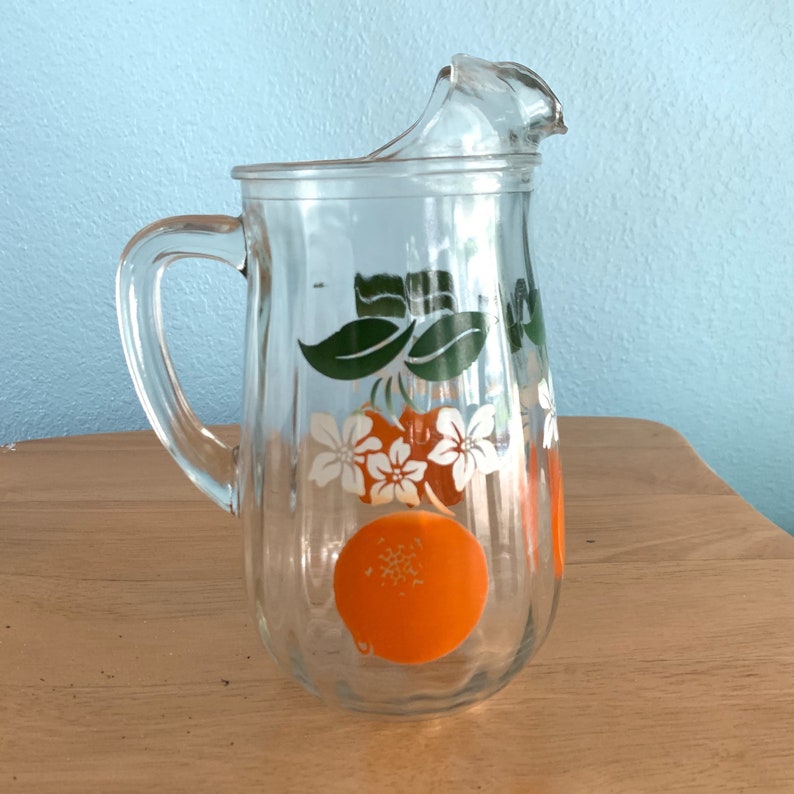 Vintage Orange Juice Or Water Pitcher Etsy
