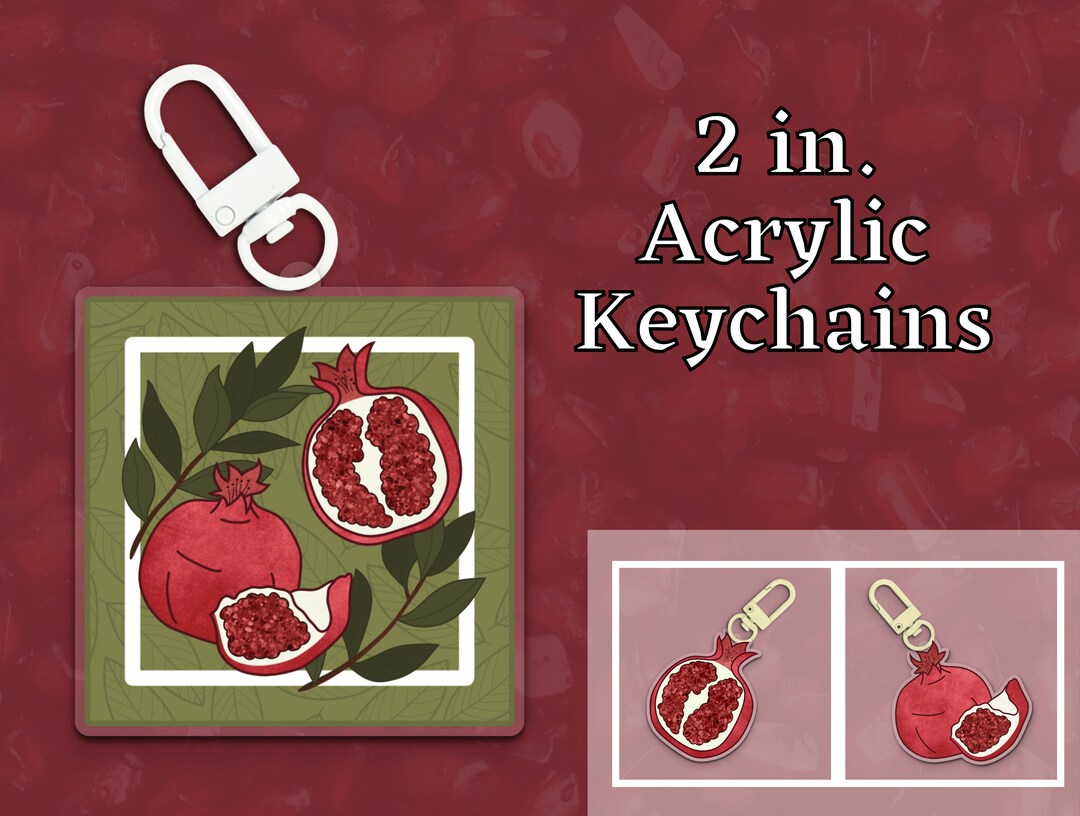 Pomegranate Keychain Acrylic Fruit Keychain Persephone Etsy