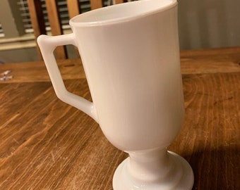 Milk Glass Pedestal Footed Cup/Mug Hot Cocoa Irish Coffee
