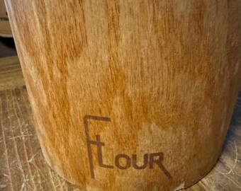 Wooden and Plastic Vintage Cornwall Flour Canister