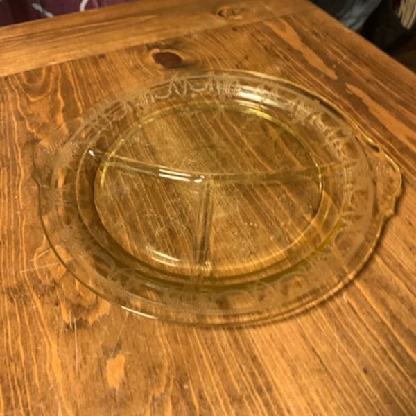 Vintage Yellow Depression Glass Plate with Handles