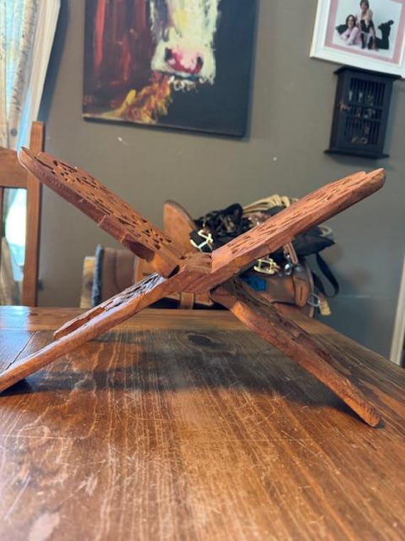 木製　古いブックスタンド　old book stand made of wood Primitive Wood Book Holder | Antique Farmhouse
