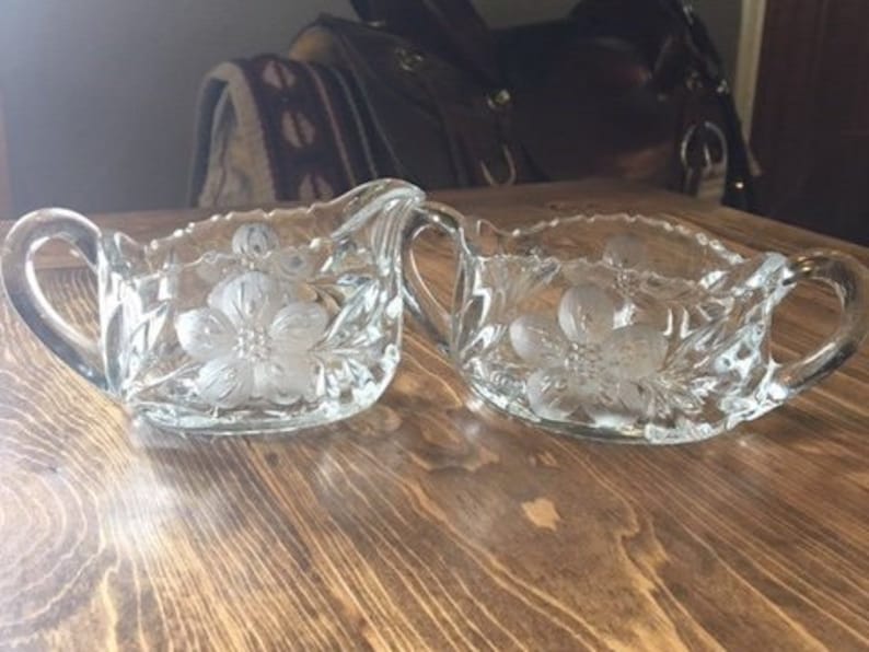 Crystal Sugar Bowl and Creamer Set Etsy