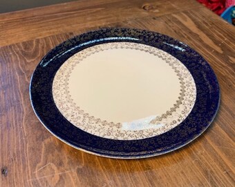 Vintage Taylor Smith Taylor Versatile Cobalt Band Gold Filigree Dinner Plate