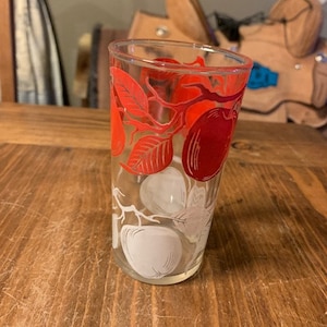 Vintage Juice Glass Featuring Apples
