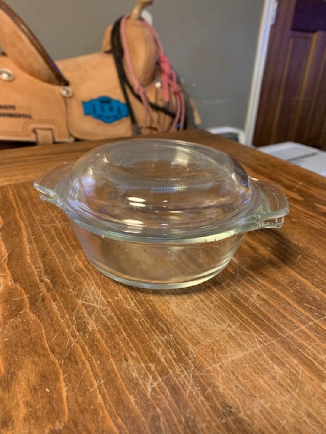 Fire King Clear Glass Covered Casserole Dish Etsy