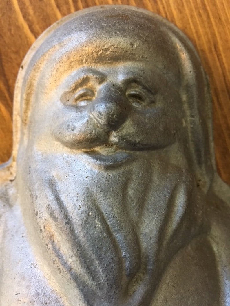 Renalde Heavy Cast Aluminum Standing Santa Claus Double Cake Mold 1950s Christmas