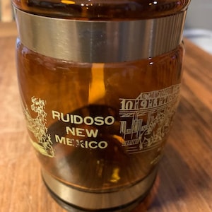 Vintage Brown Glass Siesta Ware Style Mug Wood Handle Ruidoso New Mexico