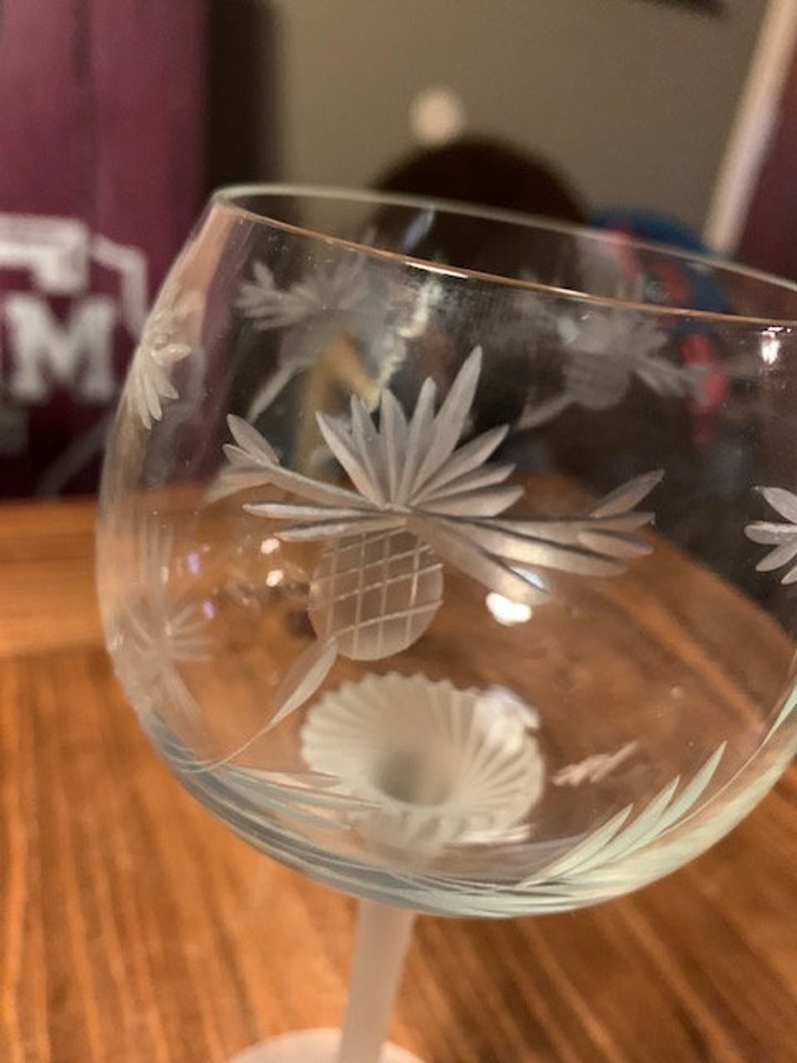 Mikasa Pineapple Etched Crystal Wine Glass Etsy UK