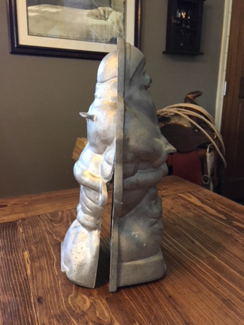 Renalde Heavy Cast Aluminum Standing Santa Claus Double Cake Mold 1950s Christmas