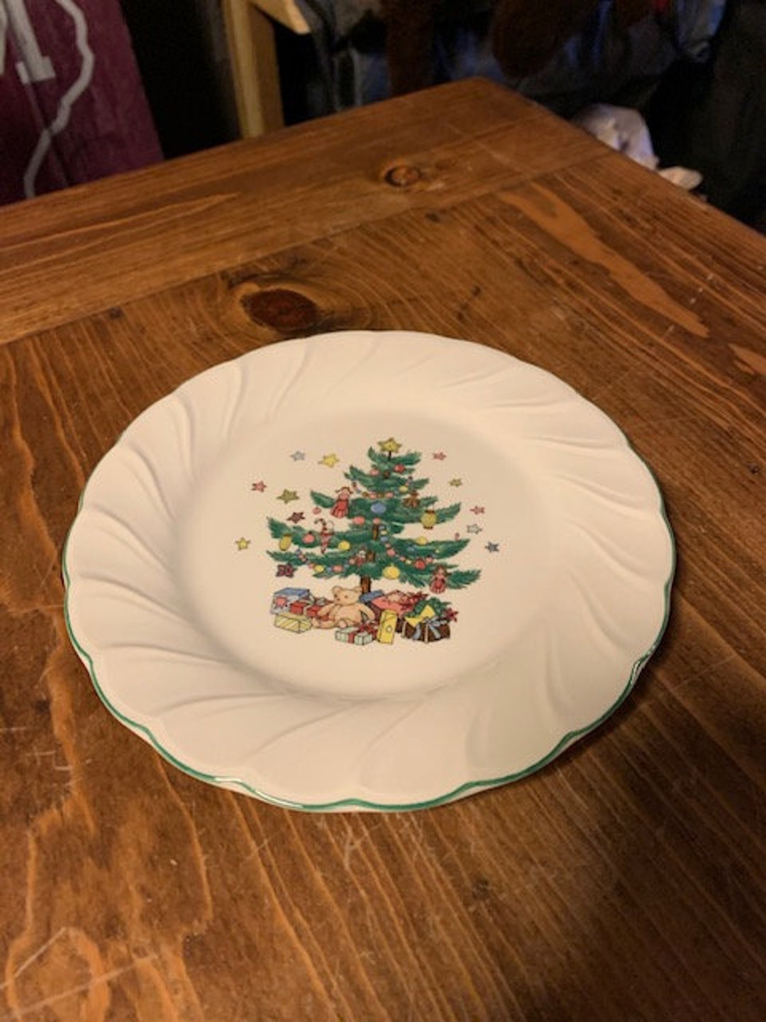 Nikko 'Happy Holidays' Christmas Tree Salad Plate - 7.75 Inch Ceramic Plate, Made In Japan