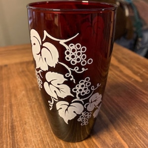 Ruby Red Leaf Drinking Glass