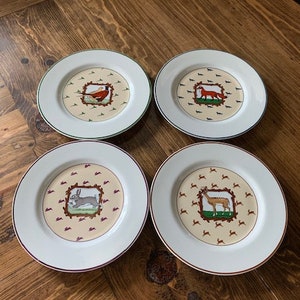 Set of 4 Pelzman Designs Wildlife Country Chic Salad/Dessert Plates Vandor 1984