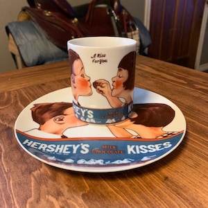 Hershey&#39;s Milk Chocolate Coffee Cup and Plate, A Kiss for You