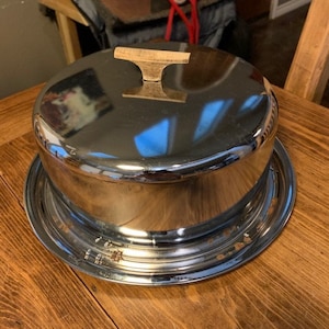 Vintage Cake Container | Retro Metal Cake Cover With Cake Tray | Aluminum Cake Tin | Retro Metal Cake Carrier | Old Cake Tray With Lid