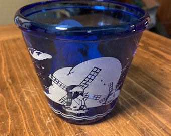 Hazel Atlas Delft Blue Windmill Ice Bucket