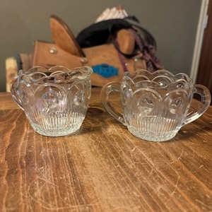 Vintage Glass Creamer and Sugar Set