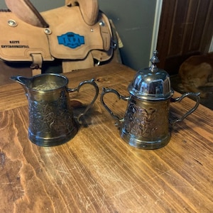 Vintage Silver Cream and Sugar Bowl Set