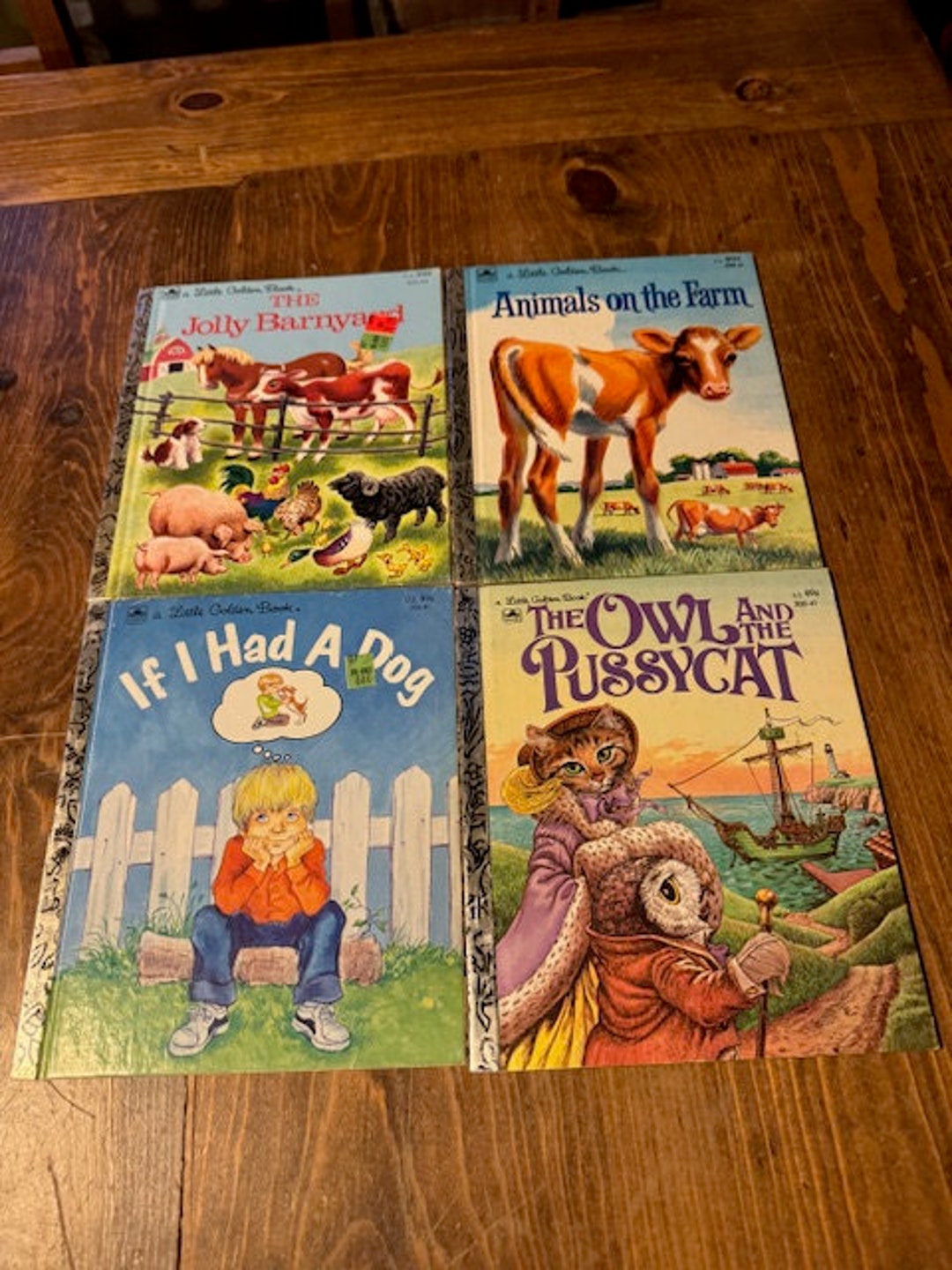 Set of 4 Vintage Little Golden Books, Jolly Barnyard, Animals on the ...