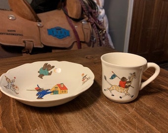 Vintage Child's Bowl and Cup Set, Toys