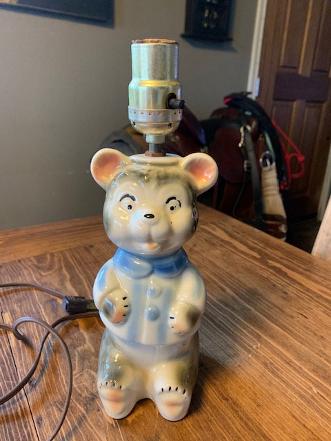 Vintage Teddy Bear Nursery Lamp Etsy