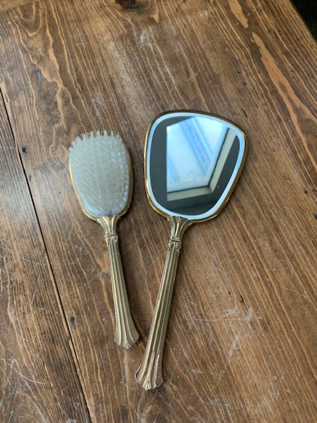Vintage Hand Mirror and Brush Vanity Set Etsy