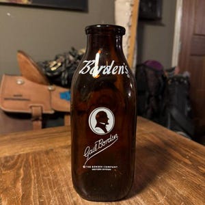 Borden Dairy Amber Glass Milk Bottle - Etsy