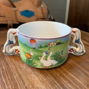 Vintage Goose Bowl with Goose Handle