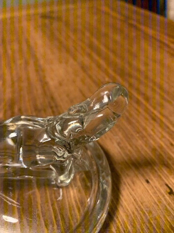 Clear Glass Elephant Covered Trinket Dish - image 9